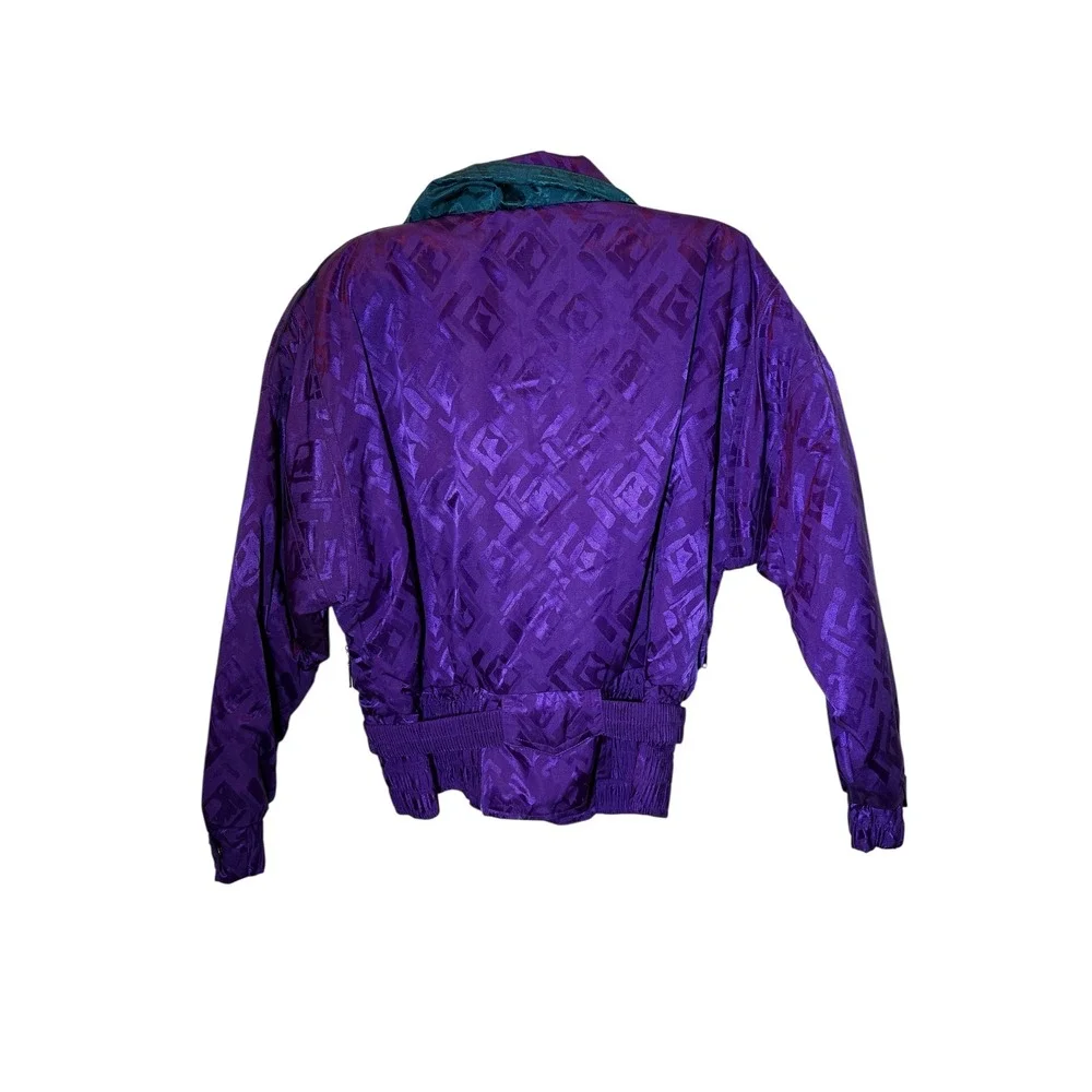 Vintage Black Bear Purple Bomber Style Ski Jacket Women's Sz M Iconic Retro - Picture 3 of 11
